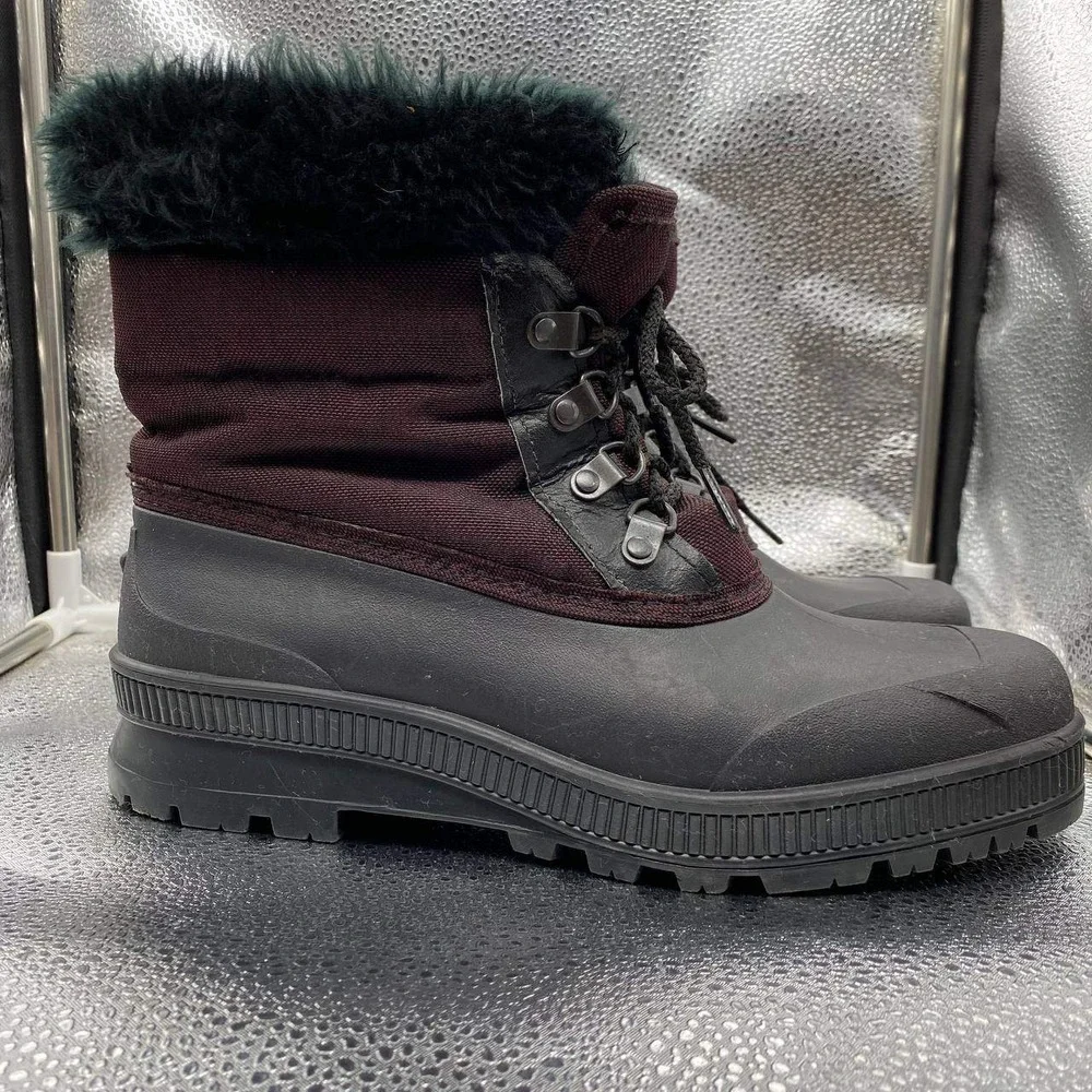 VTG 90s Sorel Caribou Snow Boots Womens 10 Burgundy Black Kaufman Made In Canada